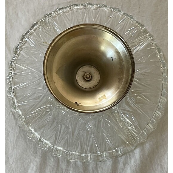 Serving Dish Vintage MCM Clear Glass Divided 5 Section Covered Lid Footed 10" - Picture 3 of 5